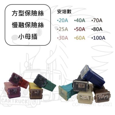 小母插 方形 慢融 汽車 車用 保險絲 20 25 30 40 50 60 70 80 100 A 安培