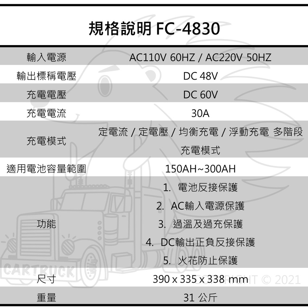 麻新 FC-4830 鉛酸 48V 30A 全自動 微電腦 充電機 充電器 汽車 卡車 重機械:圖片 2