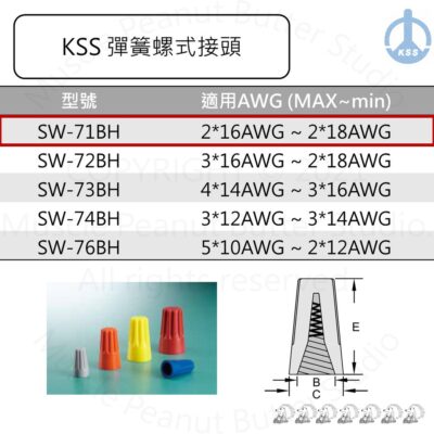 KSS 彈簧螺式接頭 中接端子 SW-71BH 100pcs