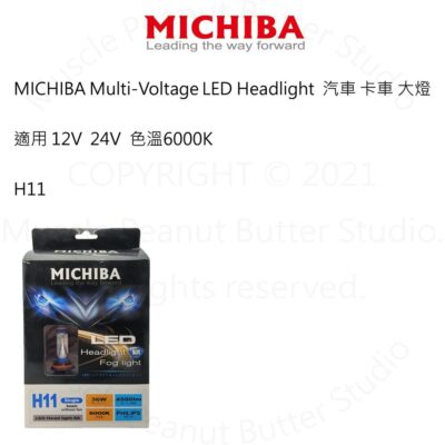 MICHIBA Multi Voltage 汽車 卡車 LED大燈 超白光 6000K 12V 24V H11