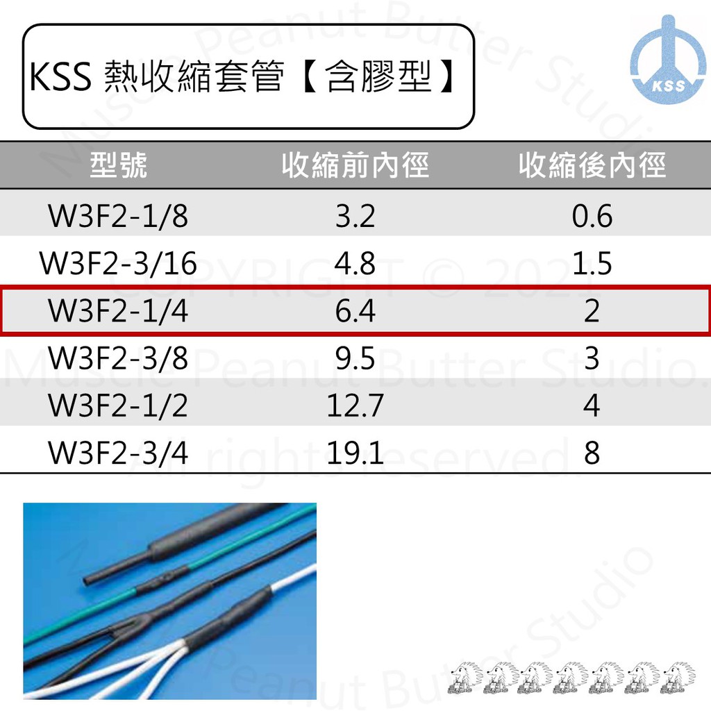 KSS 熱縮套管 【含膠型】W3F2 1/4 1.22m