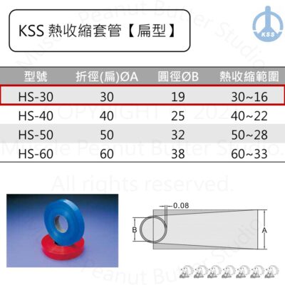 KSS 熱縮套管【扁型】HS-30 100M/捲
