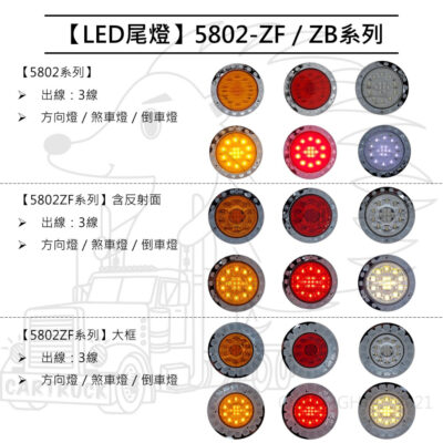 【尾燈】LED尾燈 5802 5802ZF 5802ZB 大框 系列 魔眼燈 三色 黃 紅 白  尾燈組 通用型 白鐵座