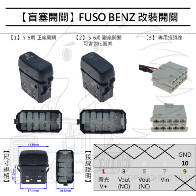 【盲孔開關】【三菱 FUSO BENZ SCANIA】預留孔開關 改裝開關 客製化圖案 MK645420 盲塞開關 開關