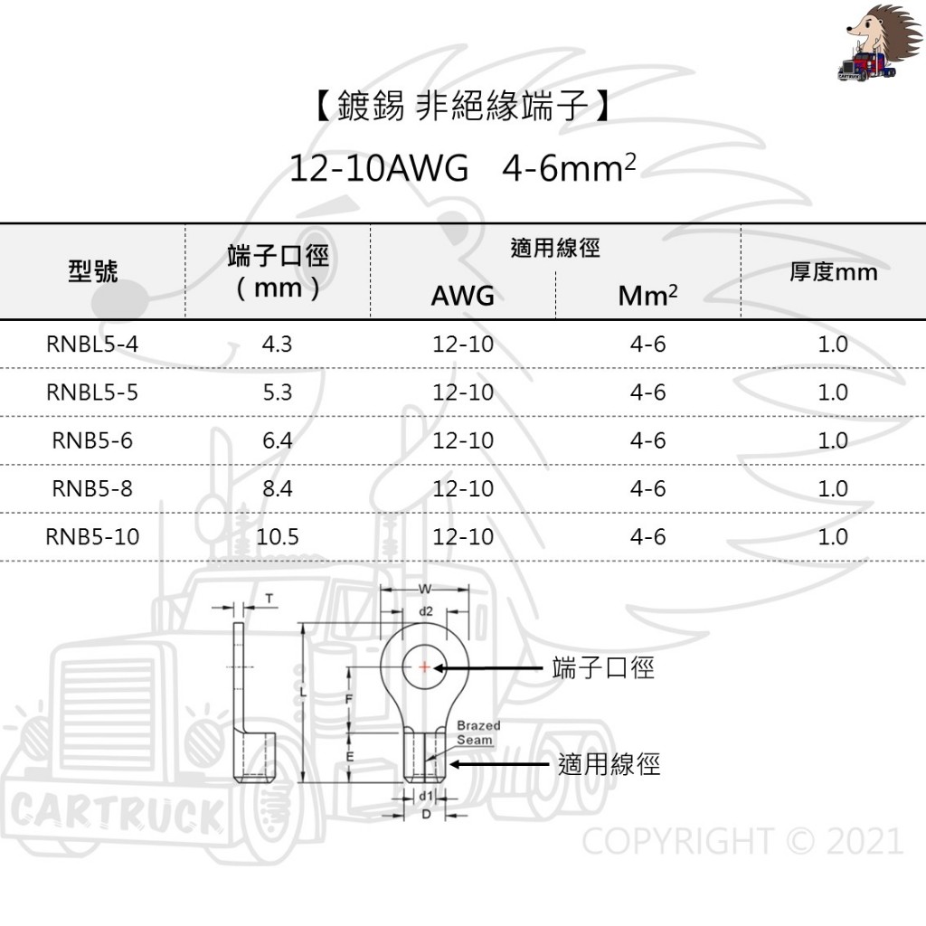 單入裝【KST 22~10 AWG 鍍錫 R型端子】不絕緣 端子 線夾 連接器 汽車端子 機車端子 圓形端子 O型端子:圖片 5