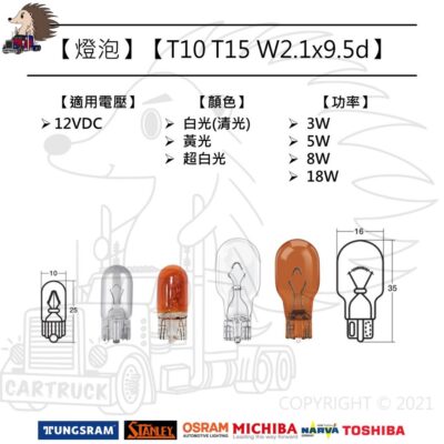 【燈泡】【12VDC】【T10 T15 W2.1x9.5d】【3W 5W 8W 18W】炸彈燈泡 原廠光 清光 琥珀光