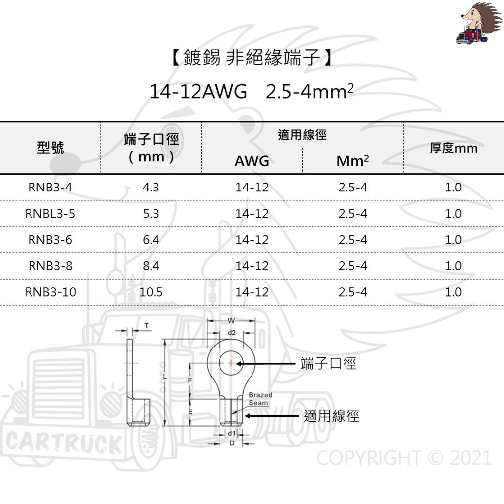 單入裝【KST 22~10 AWG 鍍錫 R型端子】不絕緣 端子 線夾 連接器 汽車端子 機車端子 圓形端子 O型端子:圖片 4