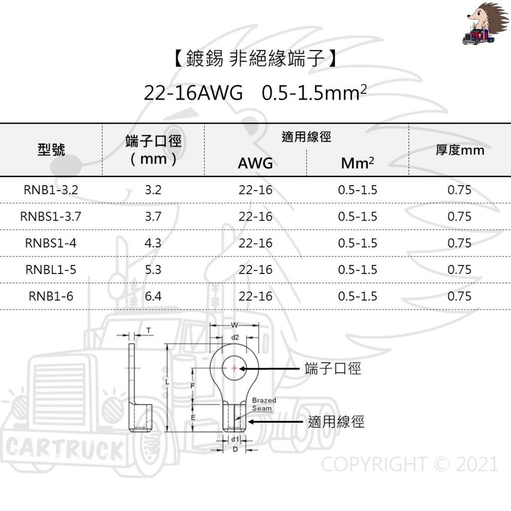 單入裝【KST 22~10 AWG 鍍錫 R型端子】不絕緣 端子 線夾 連接器 汽車端子 機車端子 圓形端子 O型端子:圖片 2