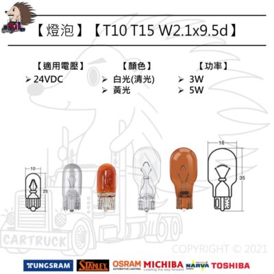 【燈泡】【24VDC】【T10 T15 W2.1x9.5d】【3W 5W】炸彈燈泡 原廠光 清光 琥珀光