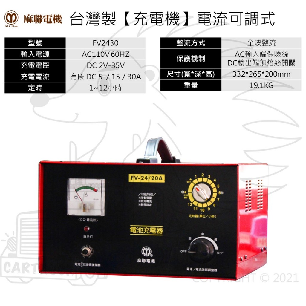 台灣製【充電機】【可調電流 定時器】【FV1215 FV2415 FV2420 FV2430 FV5003】12V24V:圖片 5