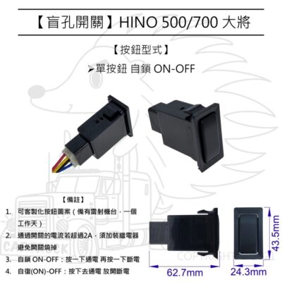 【盲孔開關】【HINO 500 700 大將】盲塞開關 儀表開關 按鈕開關 改裝開關 PTO開關 客製化圖案